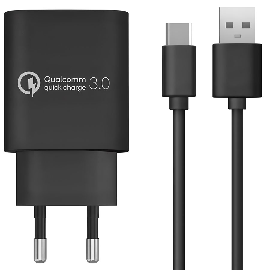 홈플래닛 퀄컴 공식인증 QC3.0 18W 고속충전기 + C타입 충전케이블 1.2m 세트